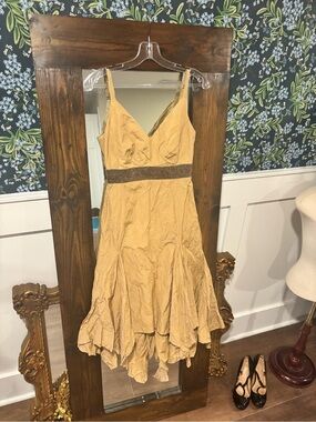 Rare Vintage Linea Moesta 42% Bamboo Euro Beaded Handkerchief Maxi Dress Size 36